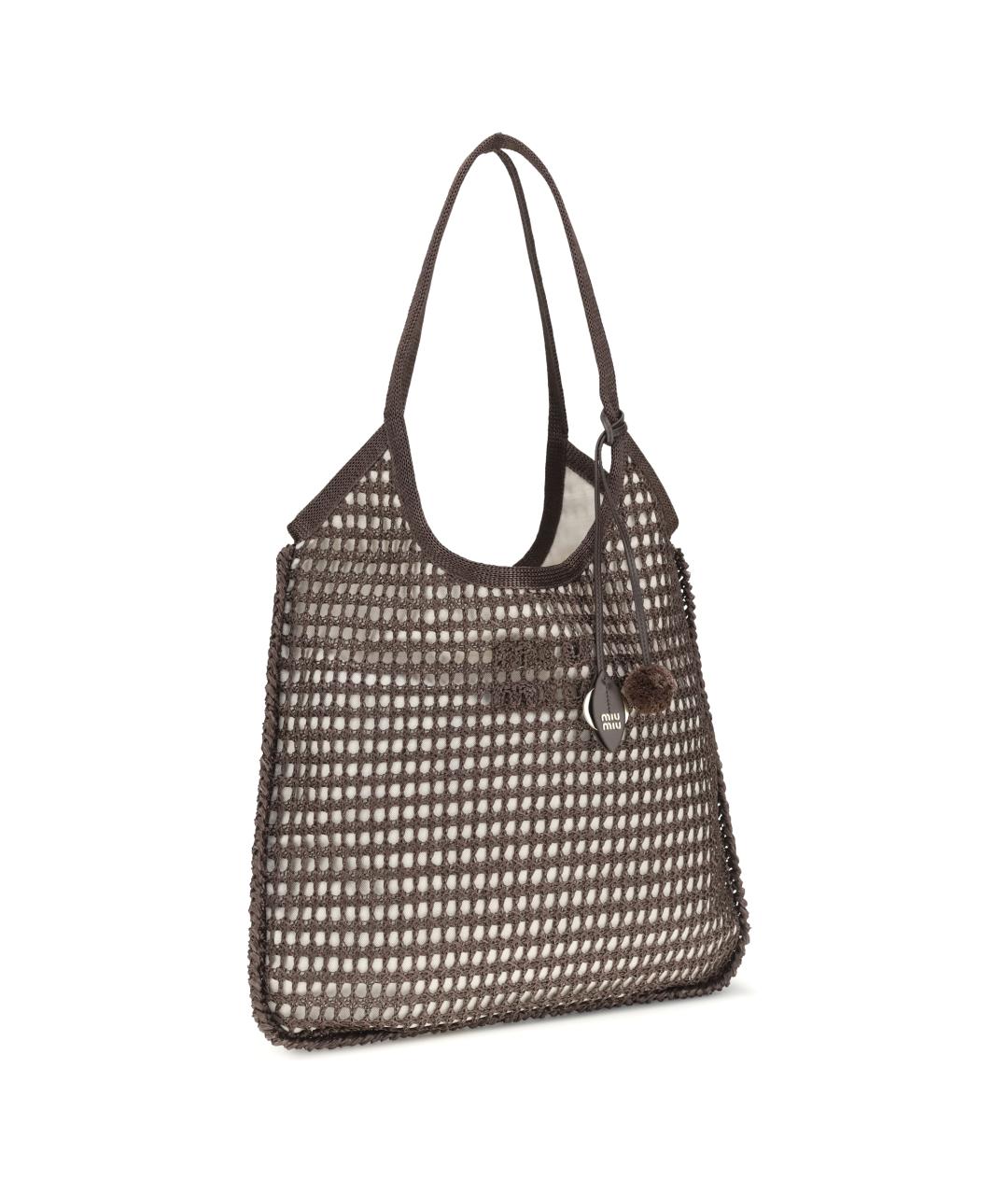 MIU MIU Коричневая хлопковая сумка тоут, фото 2