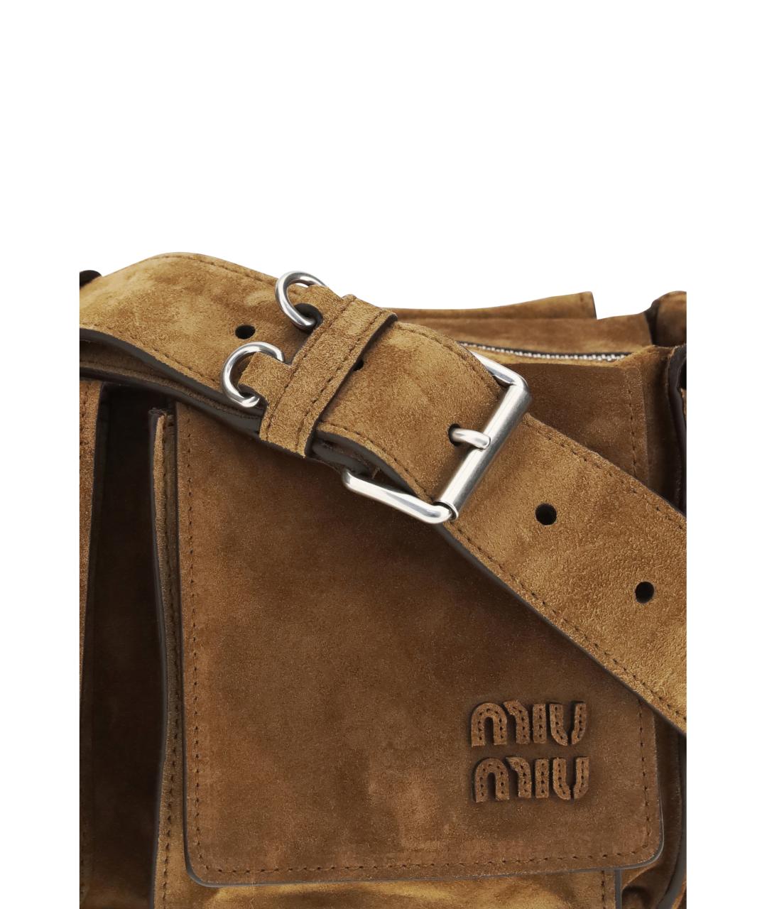 MIU MIU Коричневая замшевая сумка через плечо, фото 4
