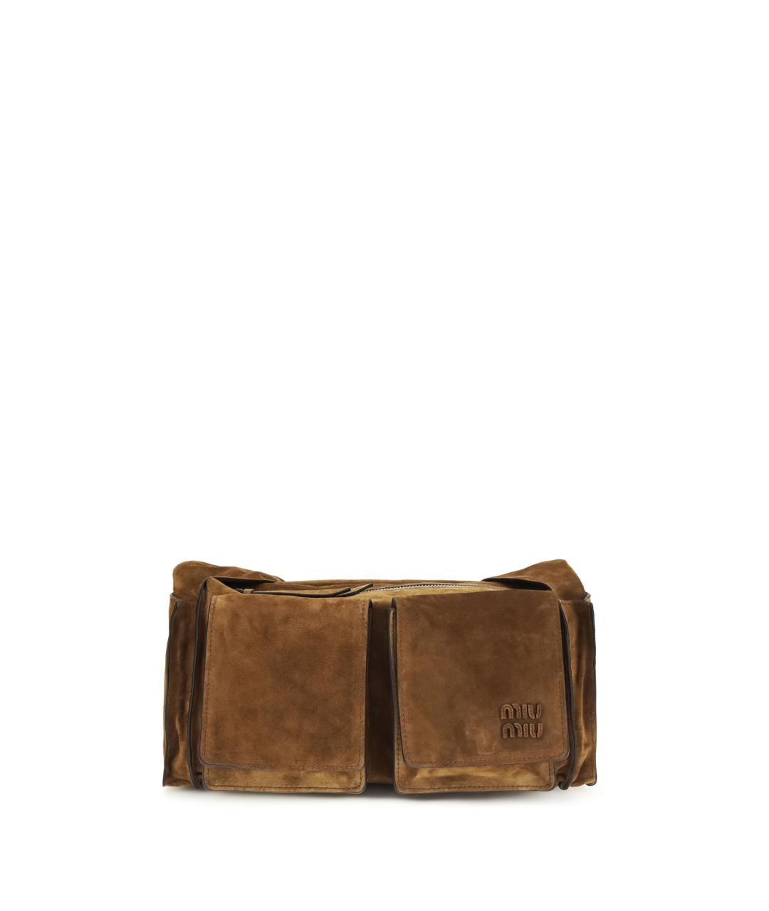 MIU MIU Коричневая замшевая сумка через плечо, фото 1