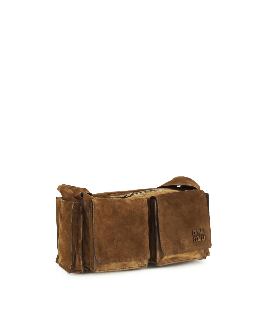 MIU MIU Коричневая замшевая сумка через плечо, фото 2