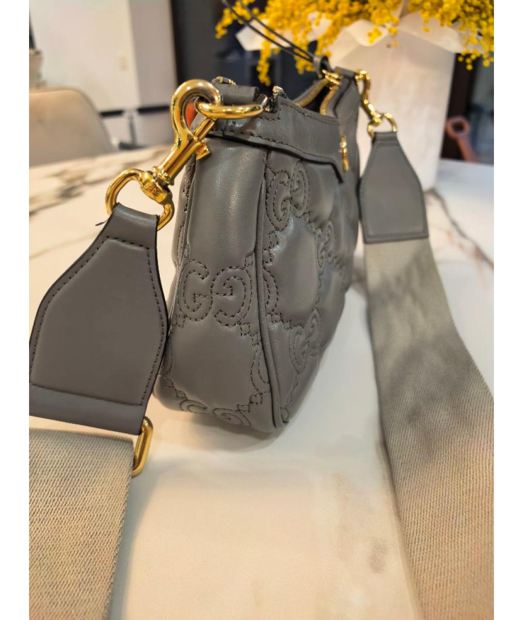 GUCCI Серая кожаная сумка через плечо, фото 2
