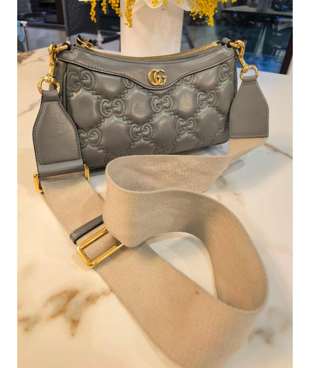 GUCCI Серая кожаная сумка через плечо, фото 7