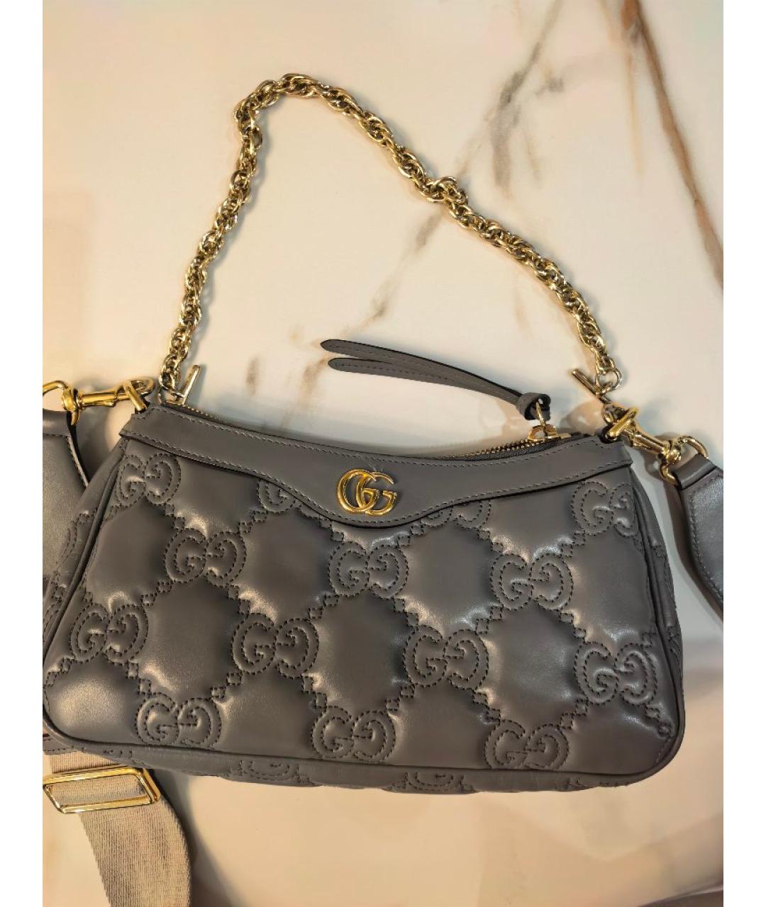 GUCCI Серая кожаная сумка через плечо, фото 6