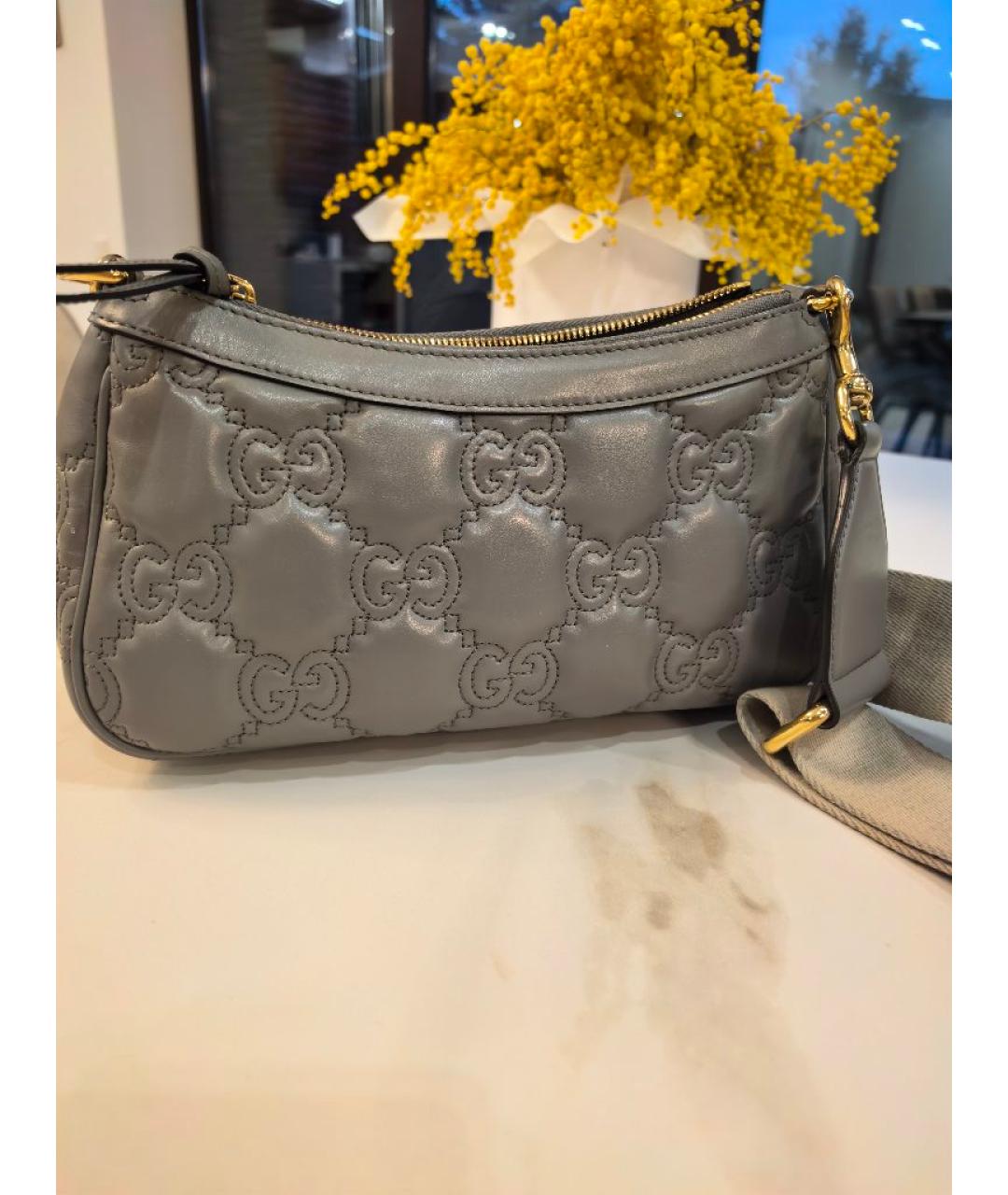 GUCCI Серая кожаная сумка через плечо, фото 3