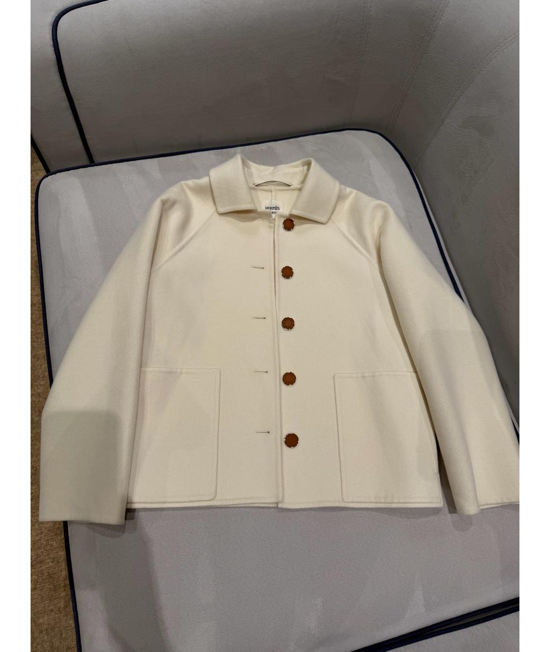 HERMES Белое кашемировое пальто, фото 2