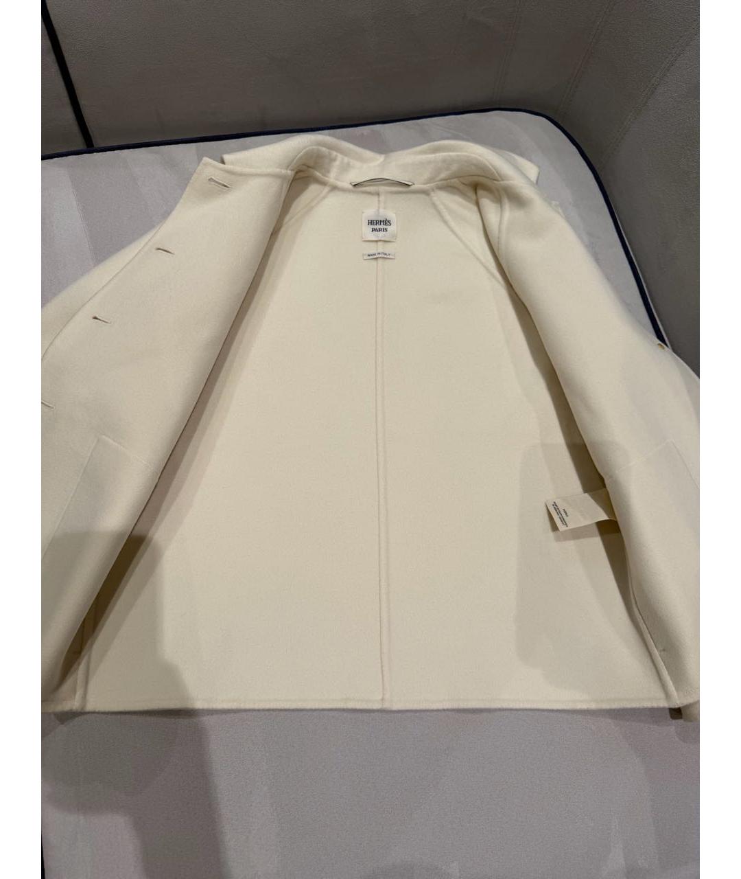 HERMES Белое кашемировое пальто, фото 3