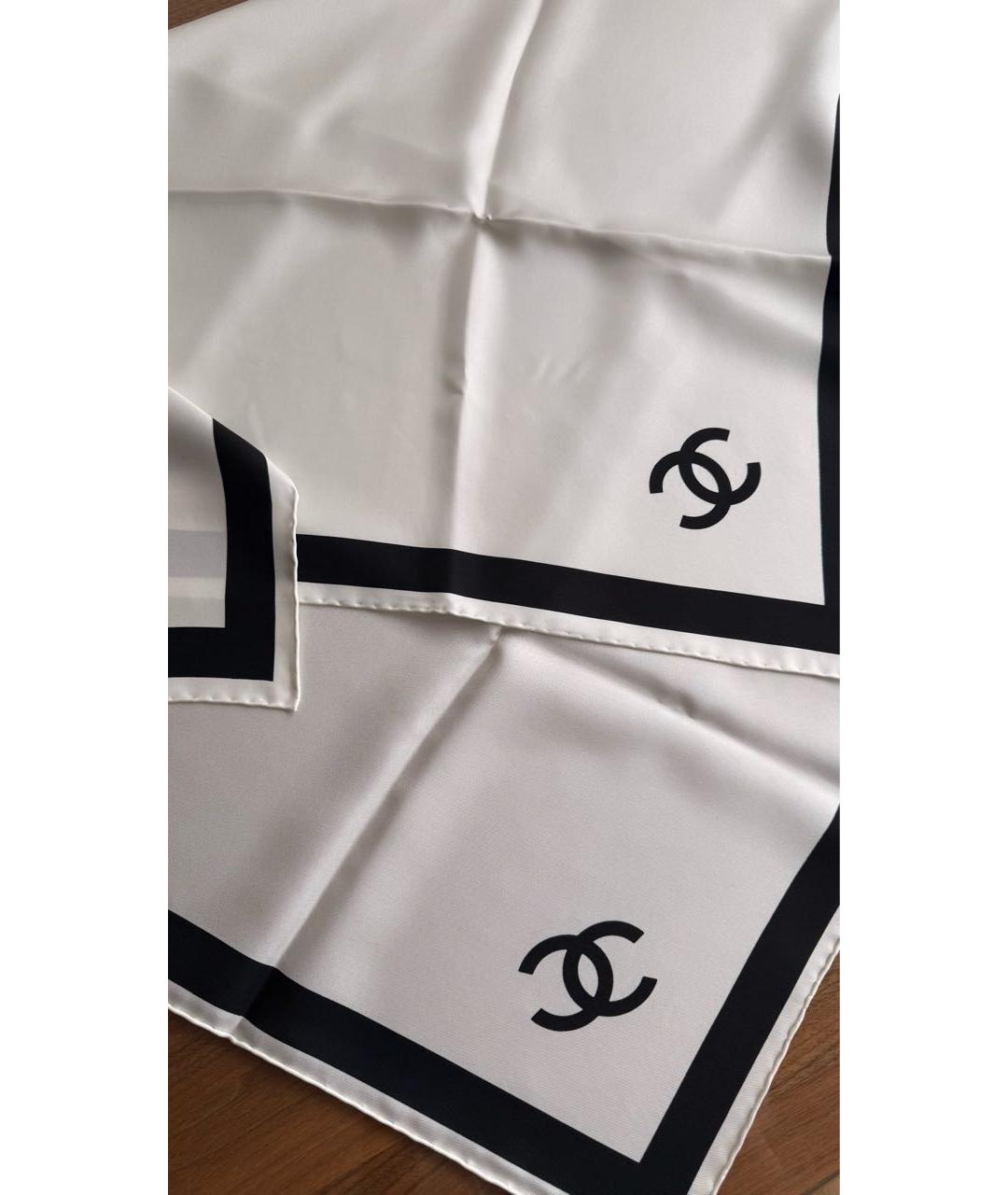 CHANEL Белый шелковый платок, фото 2