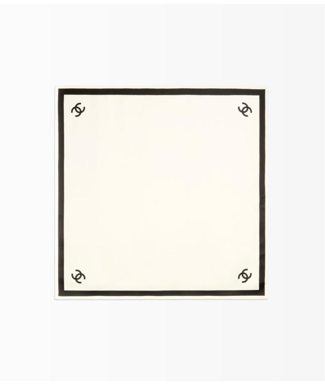 CHANEL Белый шелковый платок, фото 4