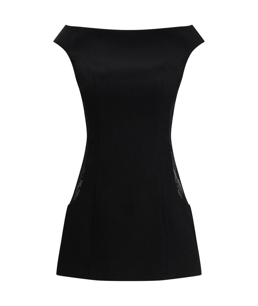 MARINE SERRE Черное шерстяное коктейльное платье, фото 1