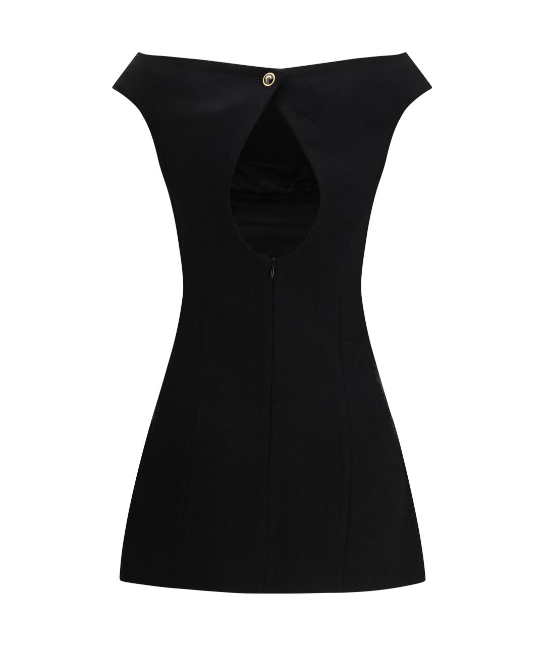 MARINE SERRE Черное шерстяное коктейльное платье, фото 2