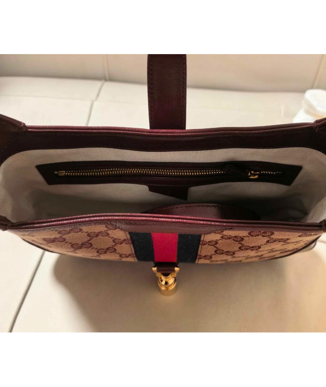 GUCCI Бордовая кожаная сумка через плечо, фото 6