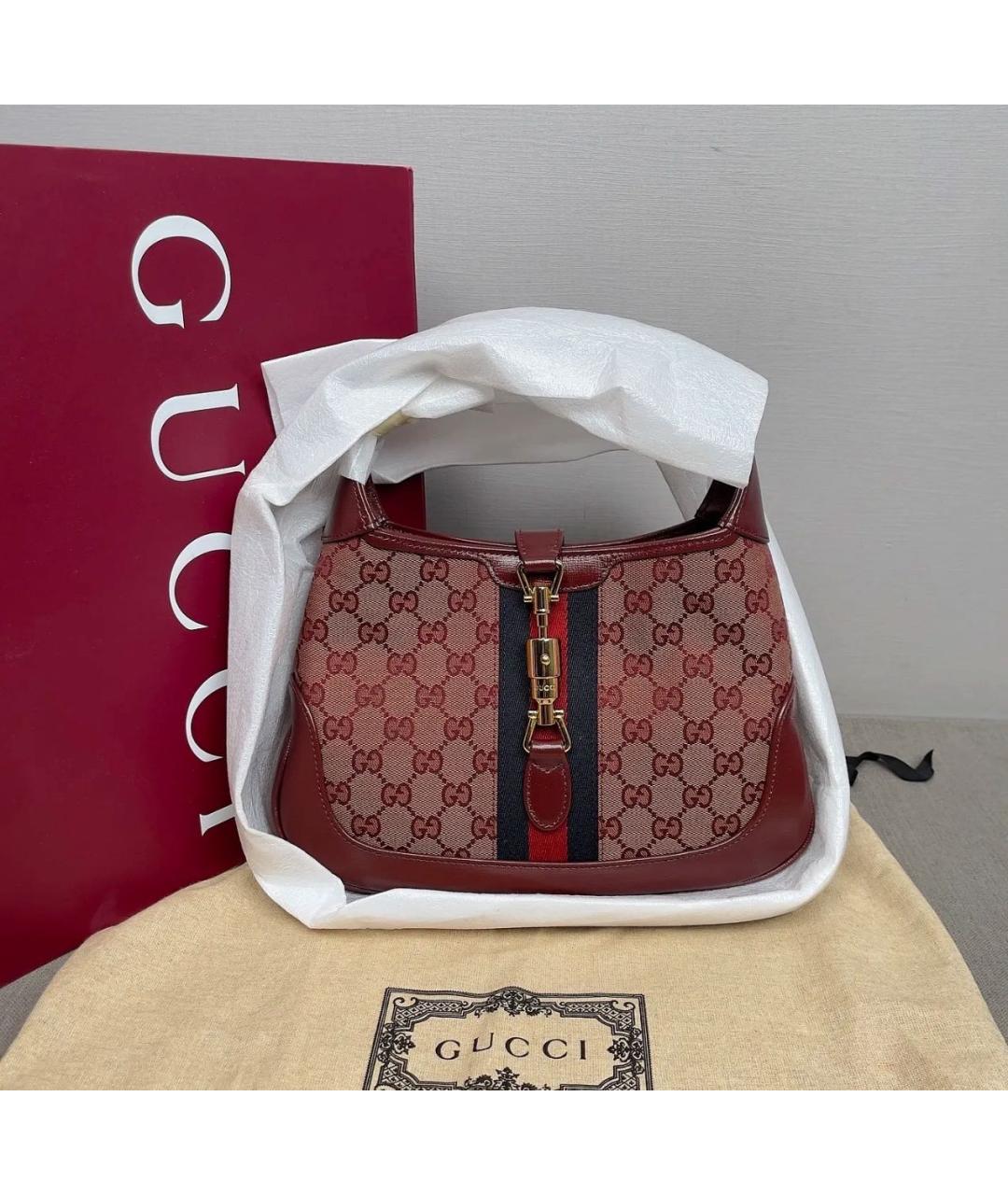 GUCCI Бордовая кожаная сумка через плечо, фото 2