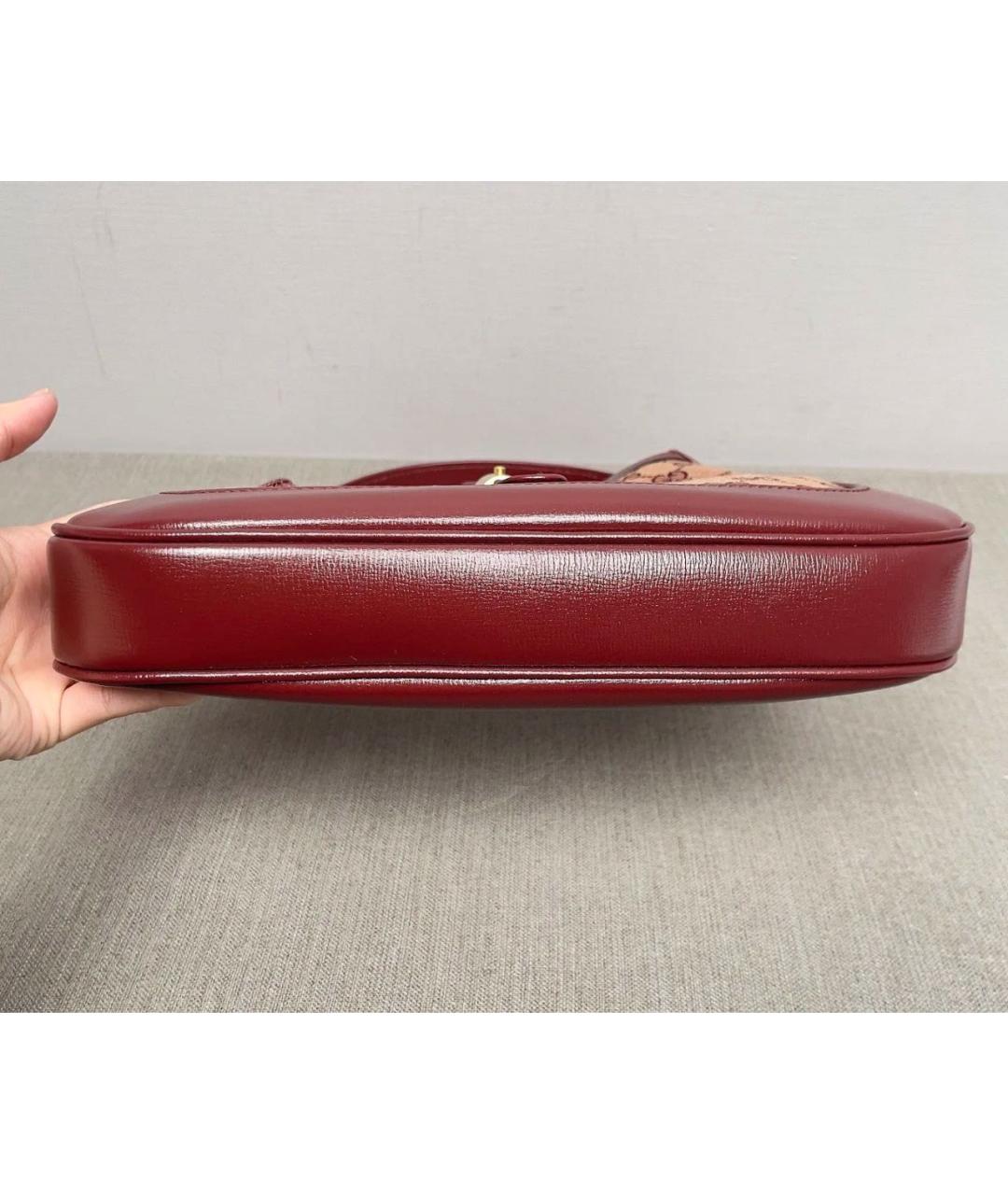 GUCCI Бордовая кожаная сумка через плечо, фото 4