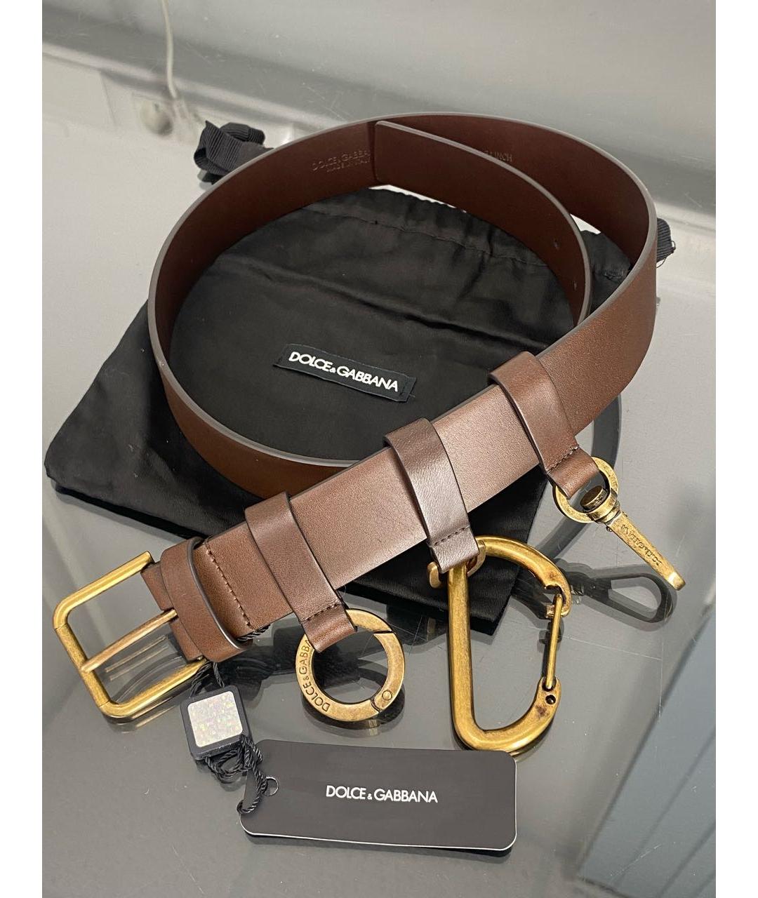 DOLCE&GABBANA Коричневый кожаный ремень, фото 7
