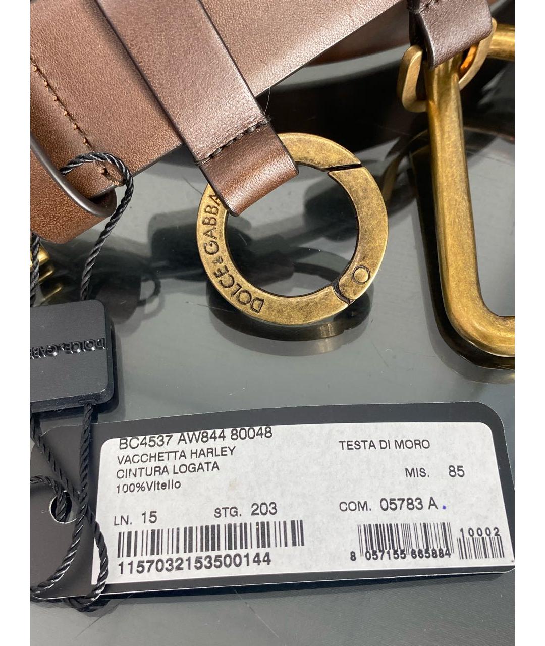 DOLCE&GABBANA Коричневый кожаный ремень, фото 8