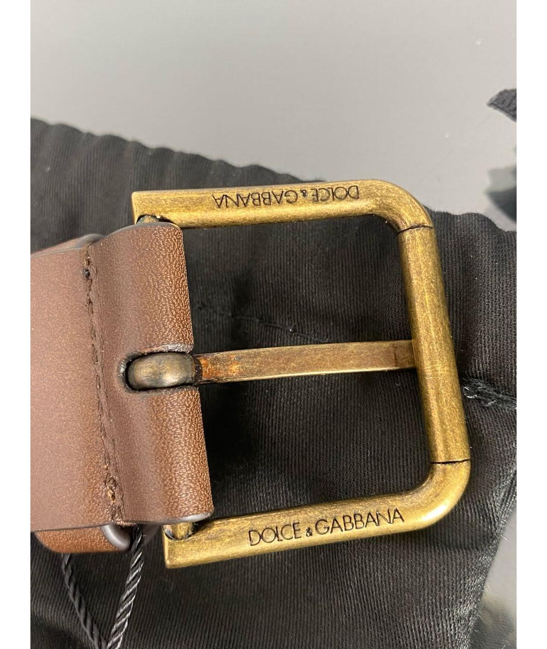 DOLCE&GABBANA Коричневый кожаный ремень, фото 5