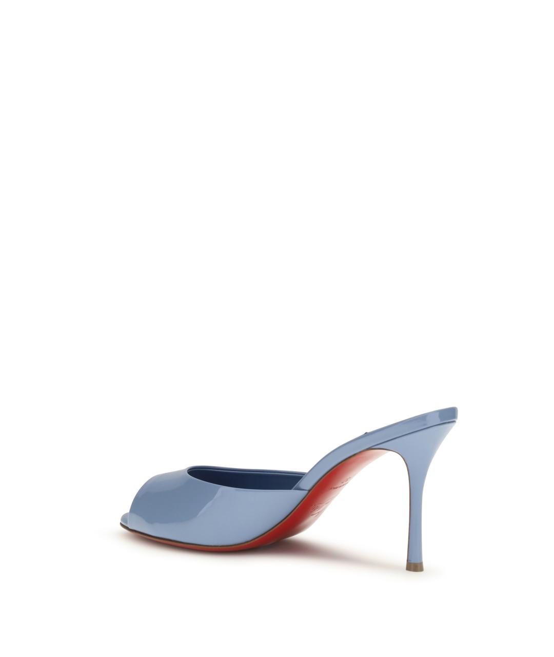 CHRISTIAN LOUBOUTIN Голубые кожаные мюли, фото 3