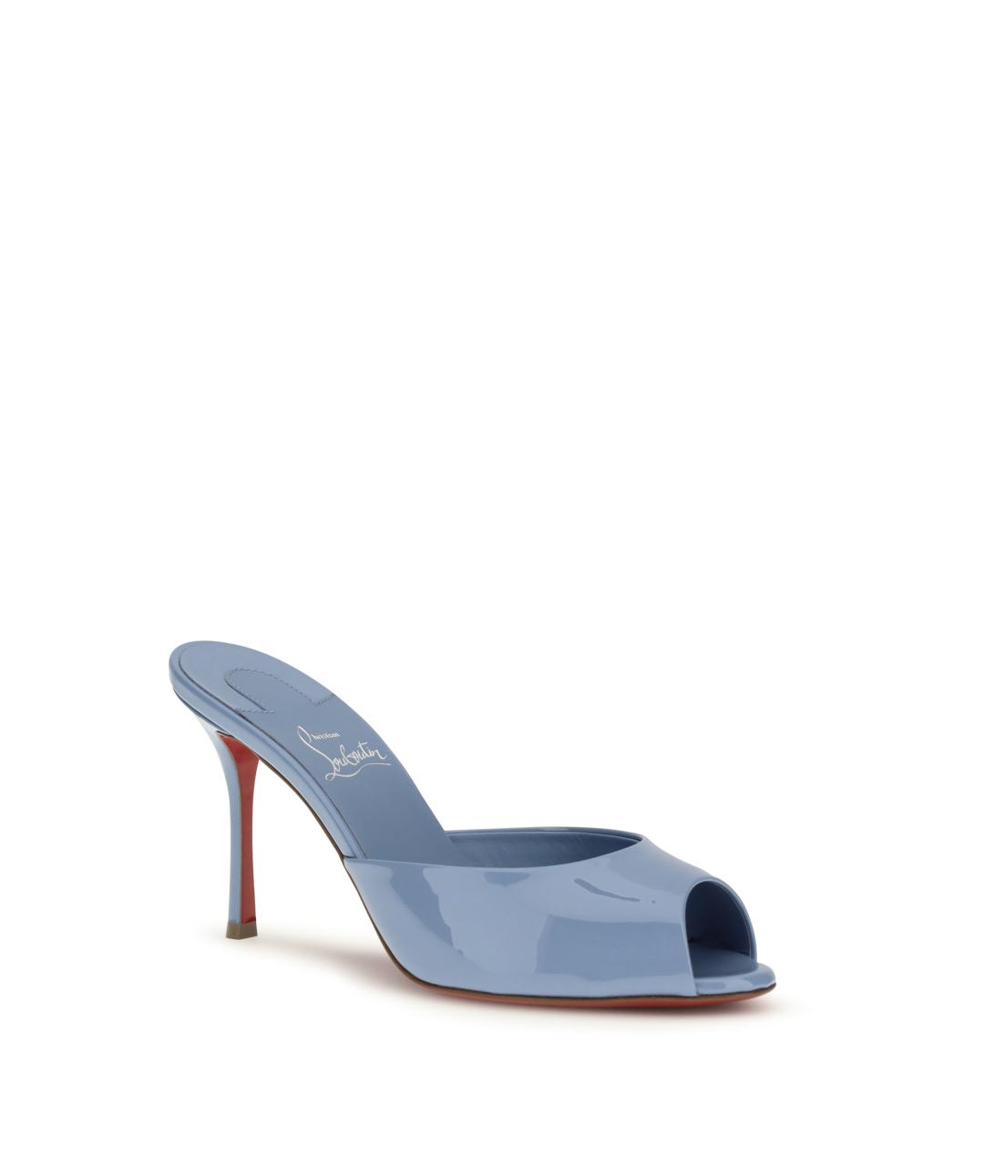 CHRISTIAN LOUBOUTIN Голубые кожаные мюли, фото 2