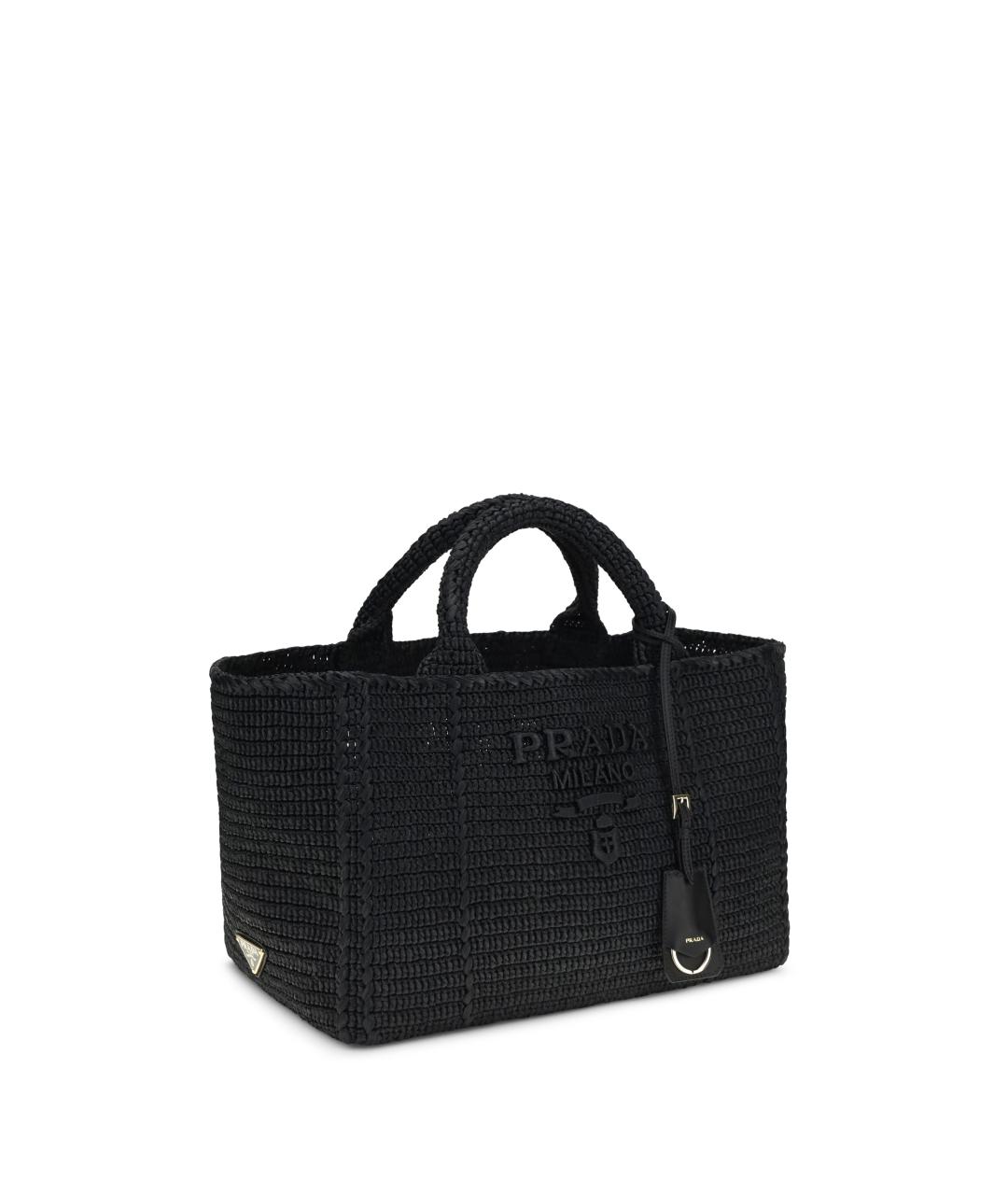 PRADA Черная пелетеная сумка тоут, фото 2