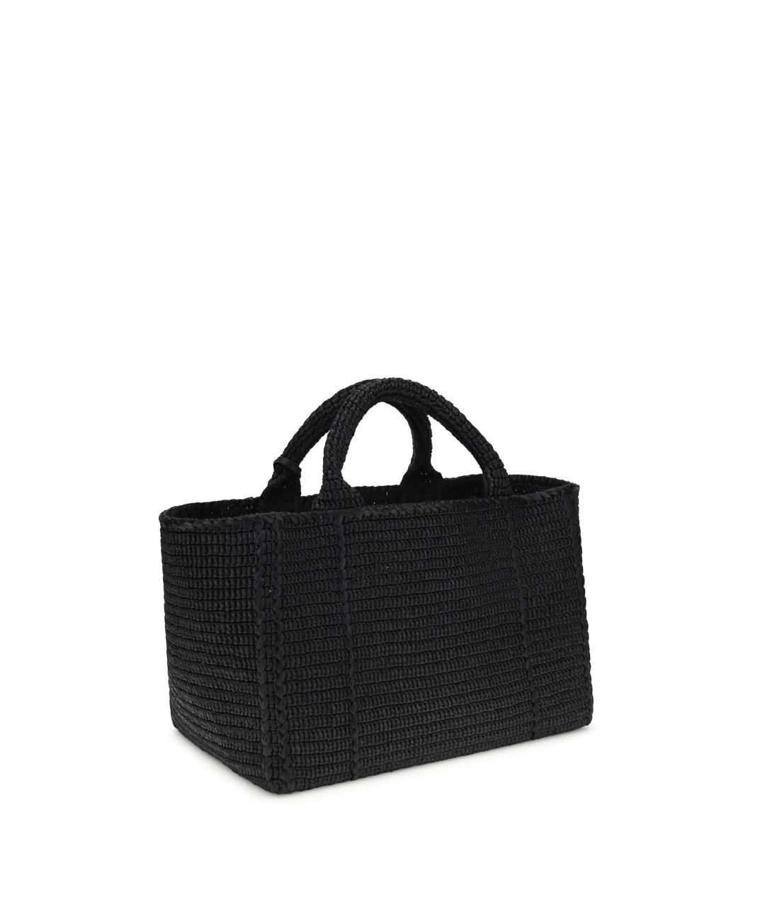 PRADA Черная пелетеная сумка тоут, фото 3