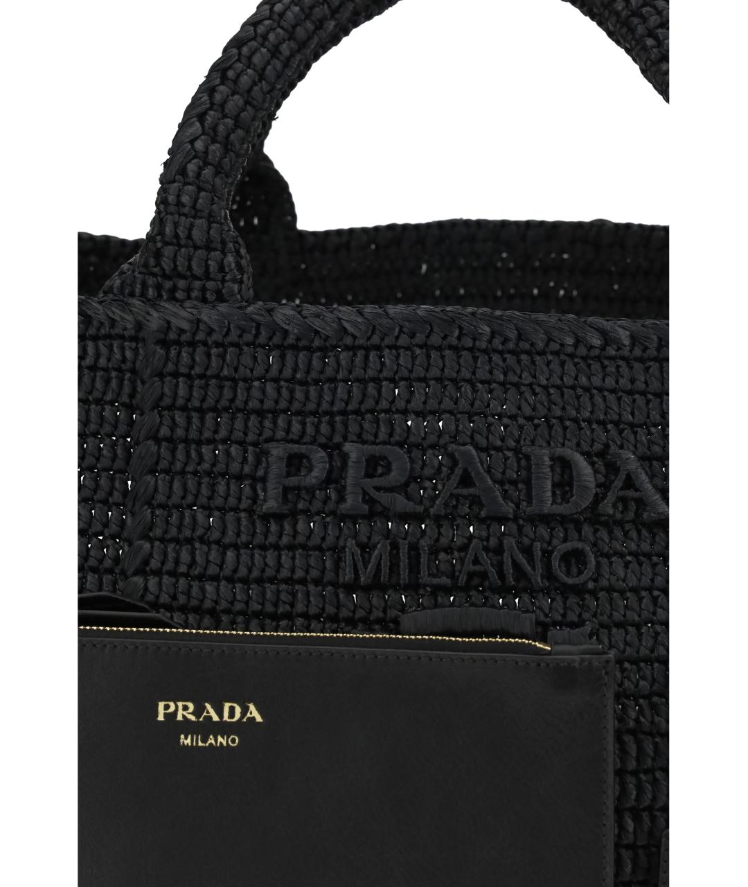 PRADA Черная пелетеная сумка тоут, фото 4