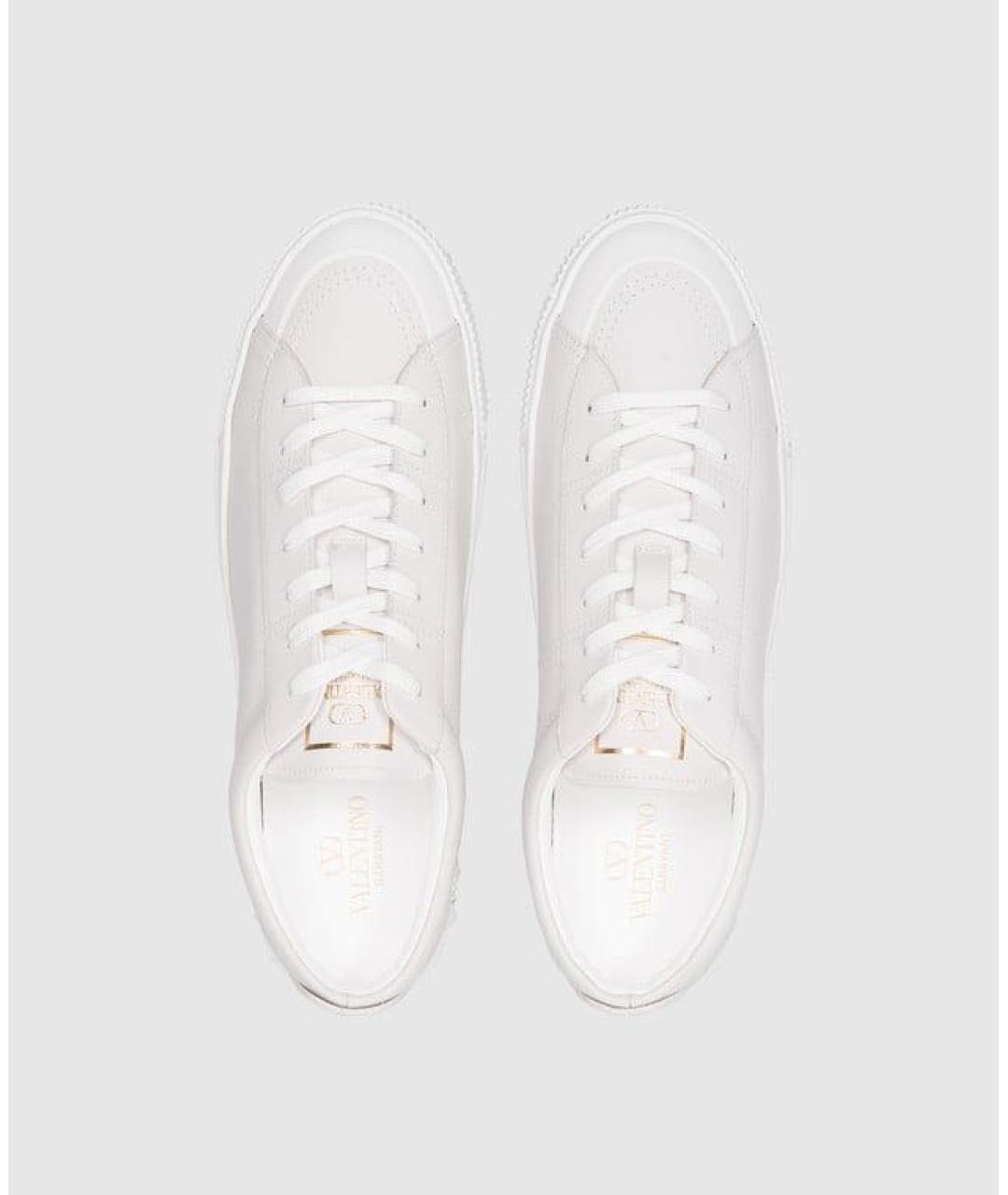 VALENTINO Белые кожаные низкие кроссовки / кеды, фото 4