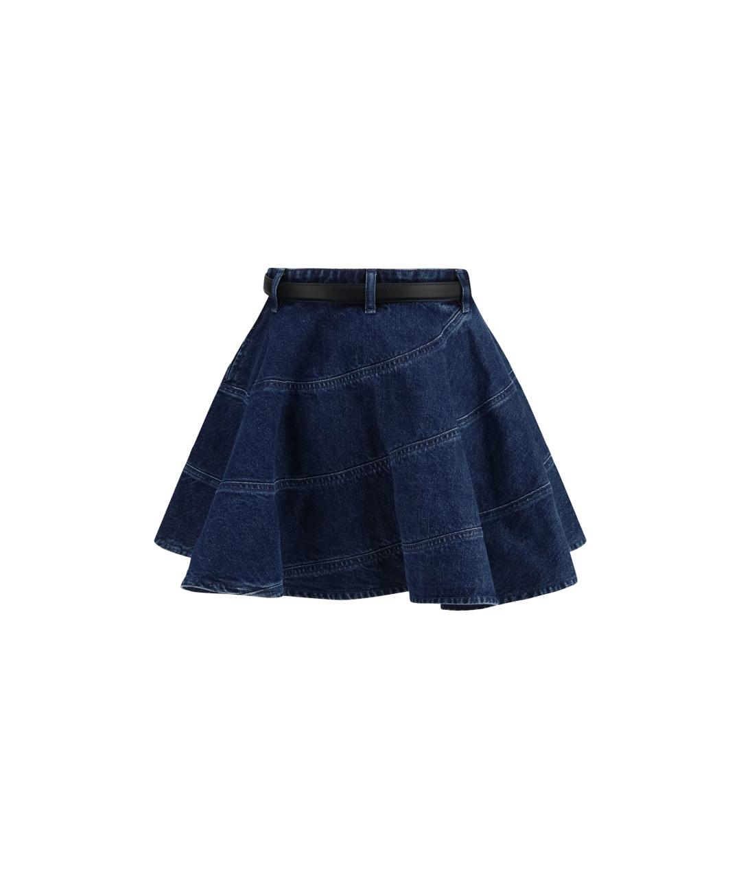 SELF-PORTRAIT Синяя хлопковая юбка мини, фото 2