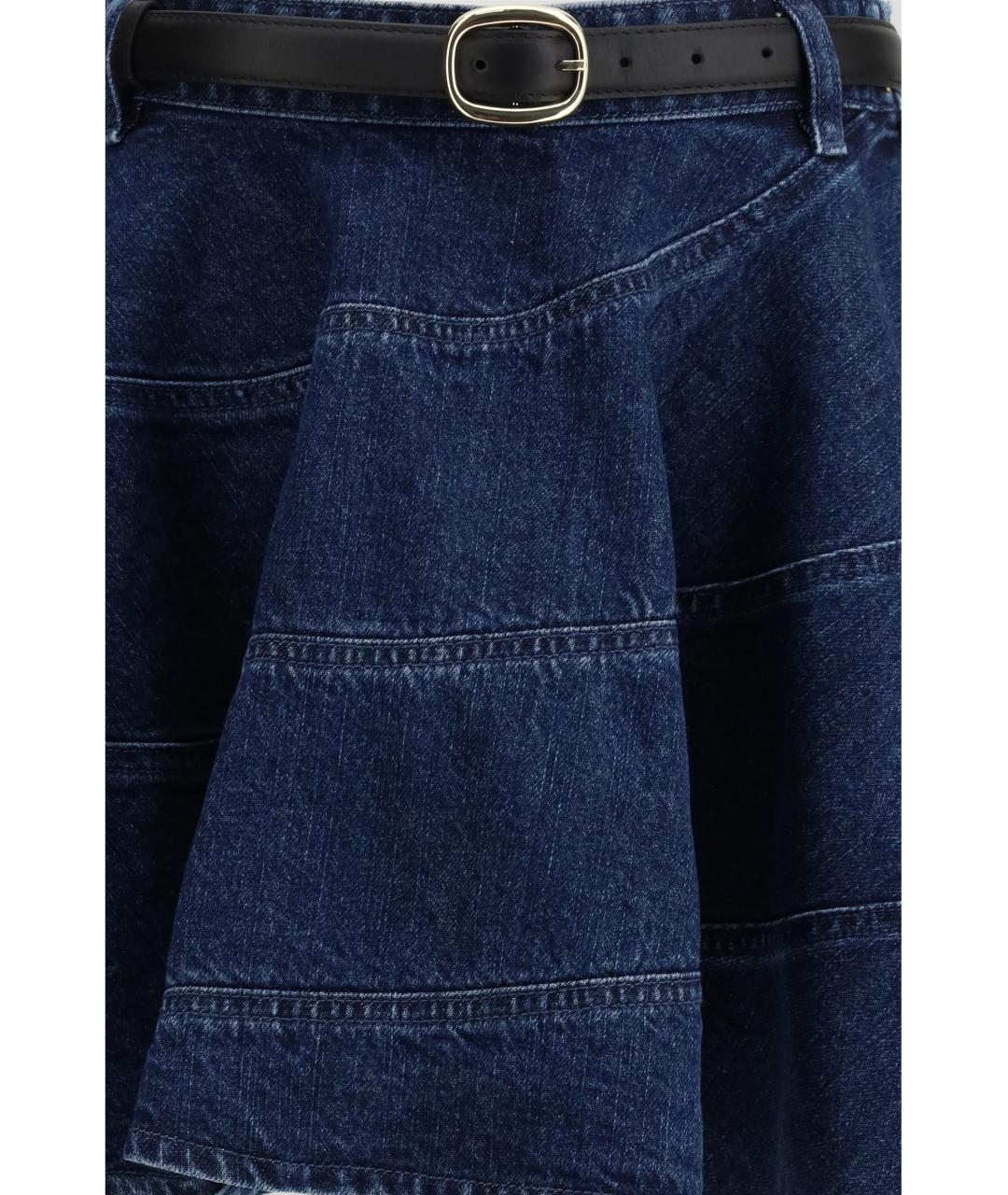 SELF-PORTRAIT Синяя хлопковая юбка мини, фото 3