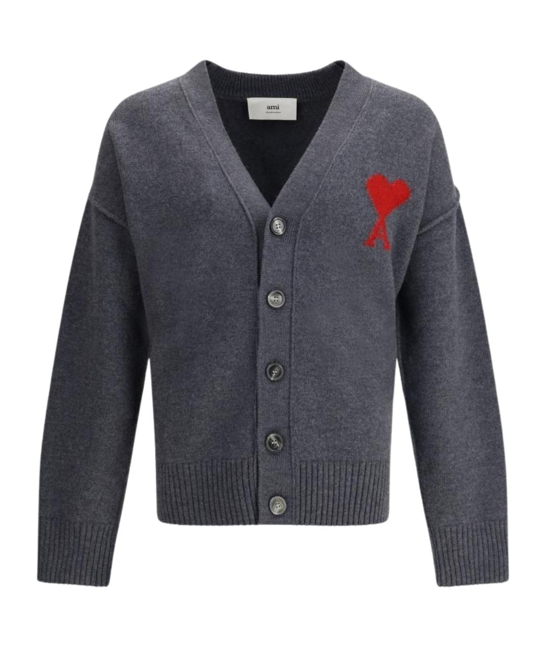 Ami Paris Серый шерстяной кардиган, фото 1