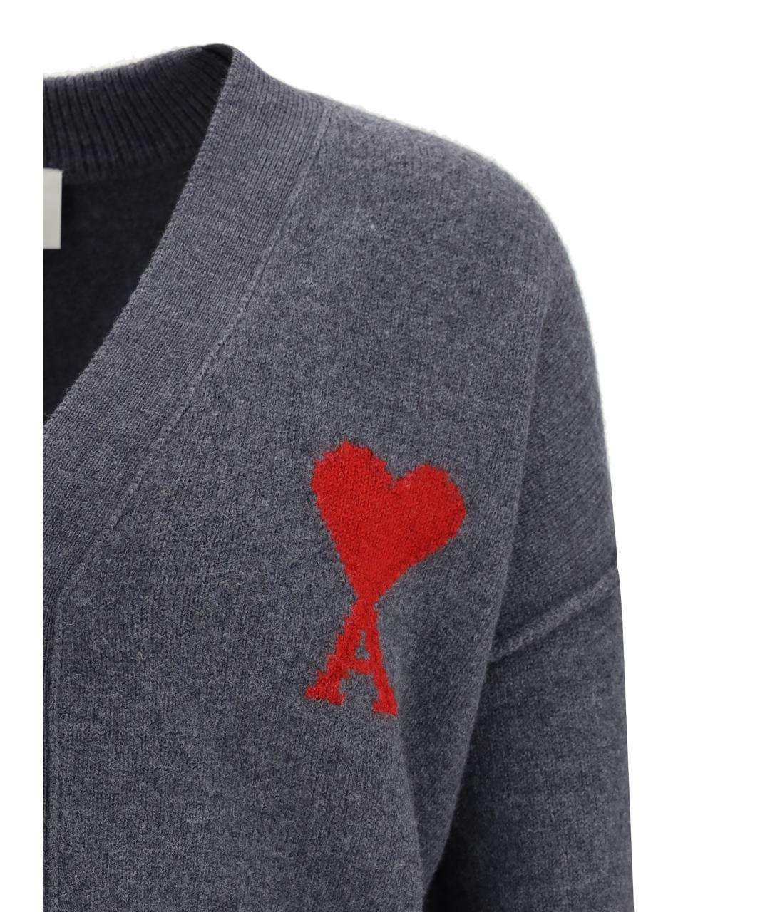 Ami Paris Серый шерстяной кардиган, фото 3