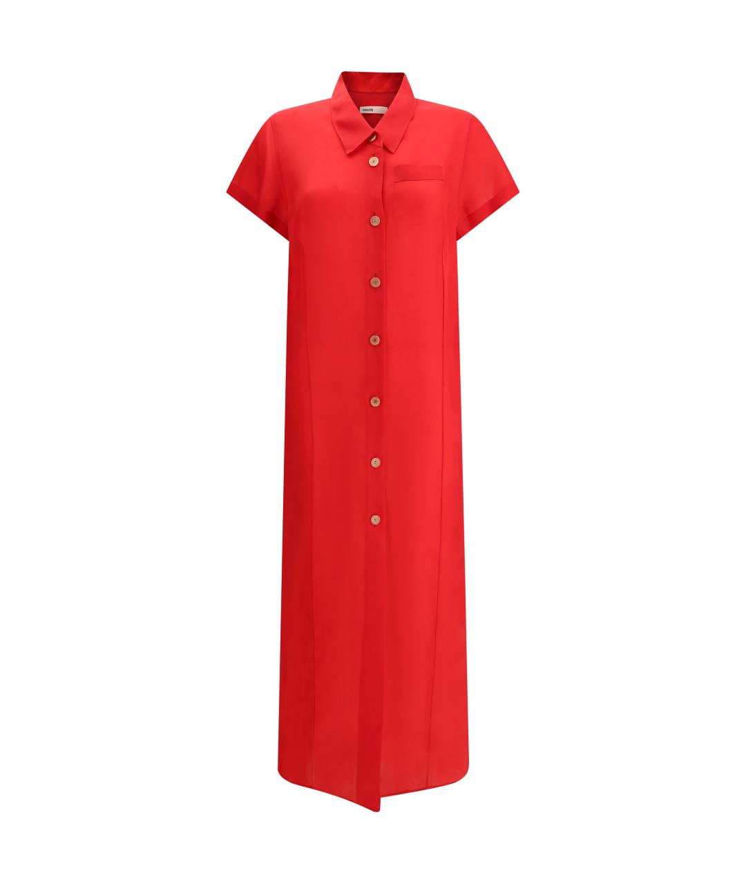 KHAITE Красное шелковое повседневное платье, фото 1