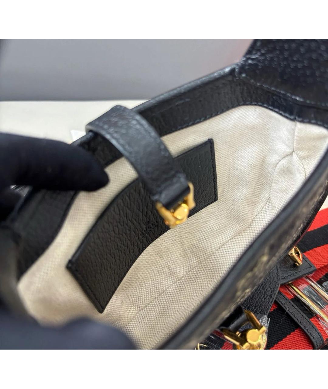 GUCCI Черная кожаная сумка через плечо, фото 5