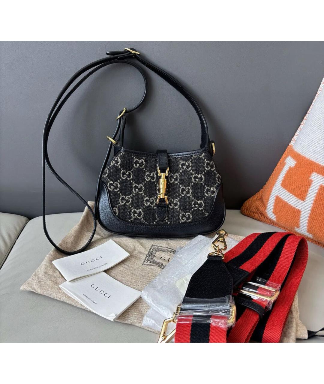 GUCCI Черная кожаная сумка через плечо, фото 2