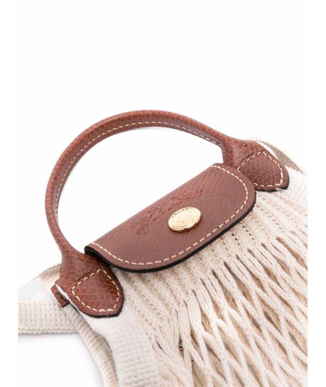 LONGCHAMP Бежевая хлопковая сумка с короткими ручками, фото 3