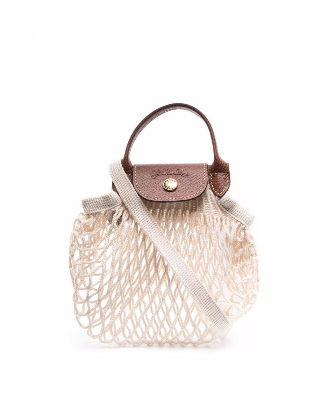 LONGCHAMP Бежевая хлопковая сумка с короткими ручками, фото 1