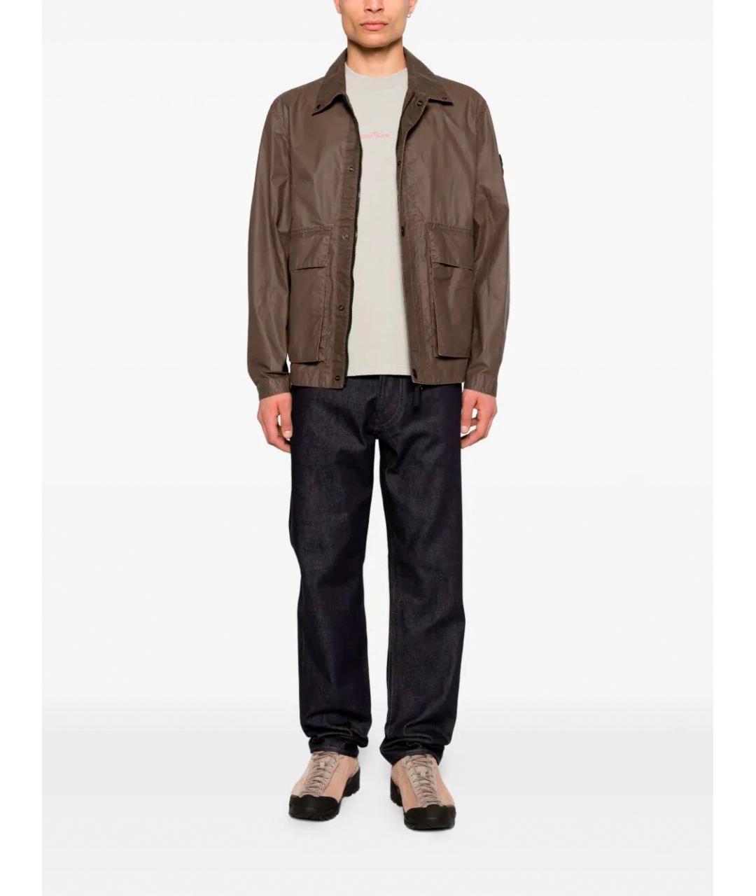 STONE ISLAND Темно-синие хлопковые прямые джинсы, фото 2