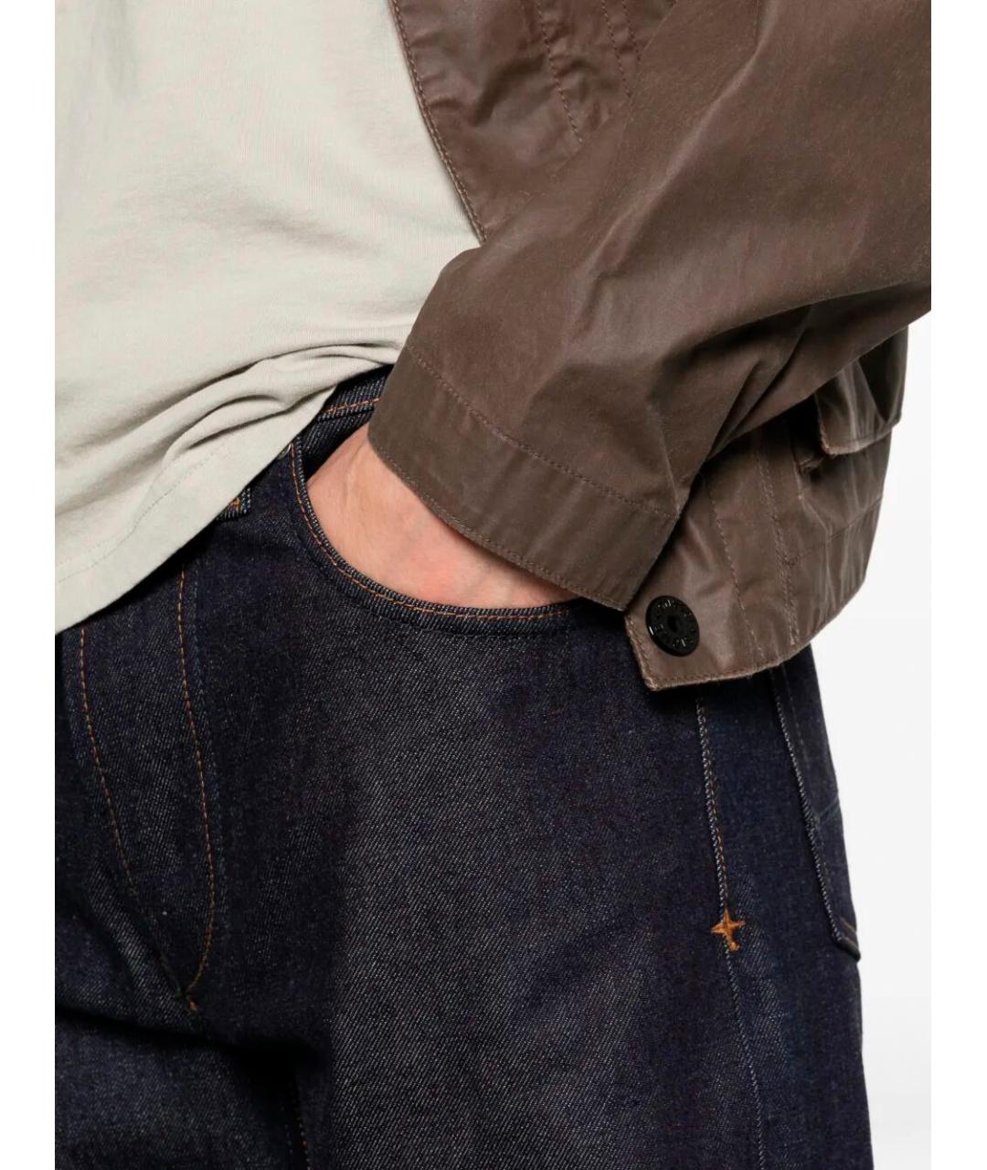 STONE ISLAND Темно-синие хлопковые прямые джинсы, фото 4