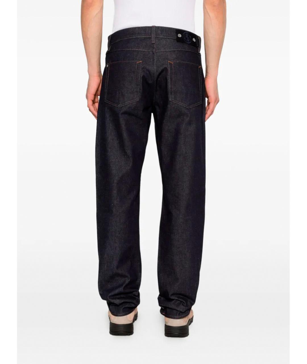 STONE ISLAND Темно-синие хлопковые прямые джинсы, фото 3