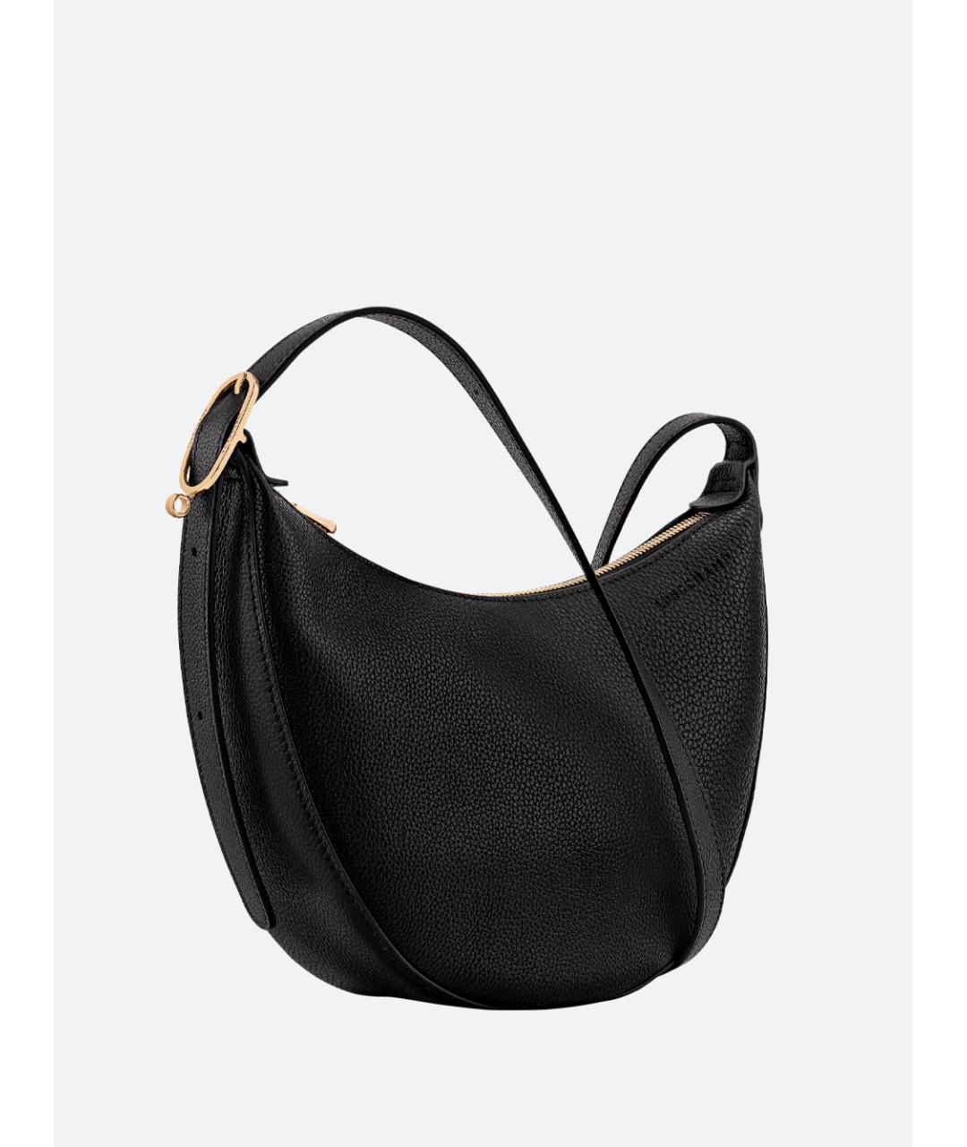 LONGCHAMP Черная кожаная сумка через плечо, фото 3