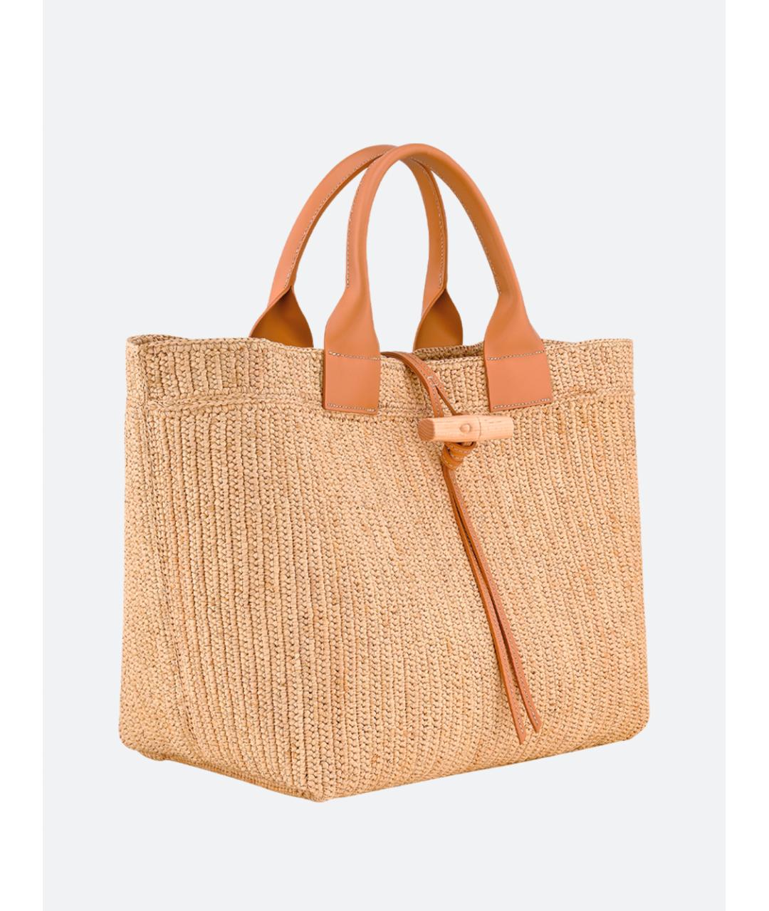 LONGCHAMP Бежевая пелетеная сумка тоут, фото 3