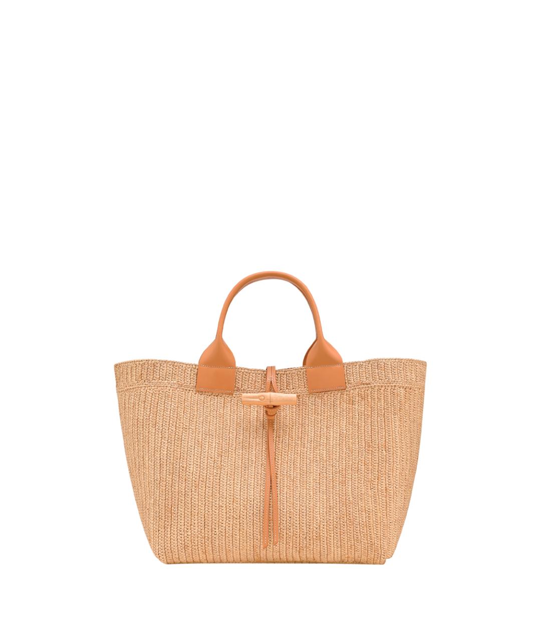 LONGCHAMP Бежевая пелетеная сумка тоут, фото 1