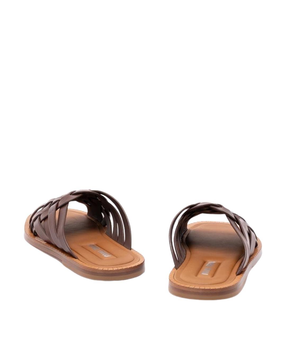 MIU MIU Коричневые кожаные сандалии, фото 3