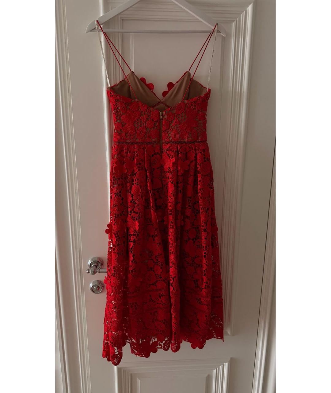 SELF-PORTRAIT Красное вискозное повседневное платье, фото 2