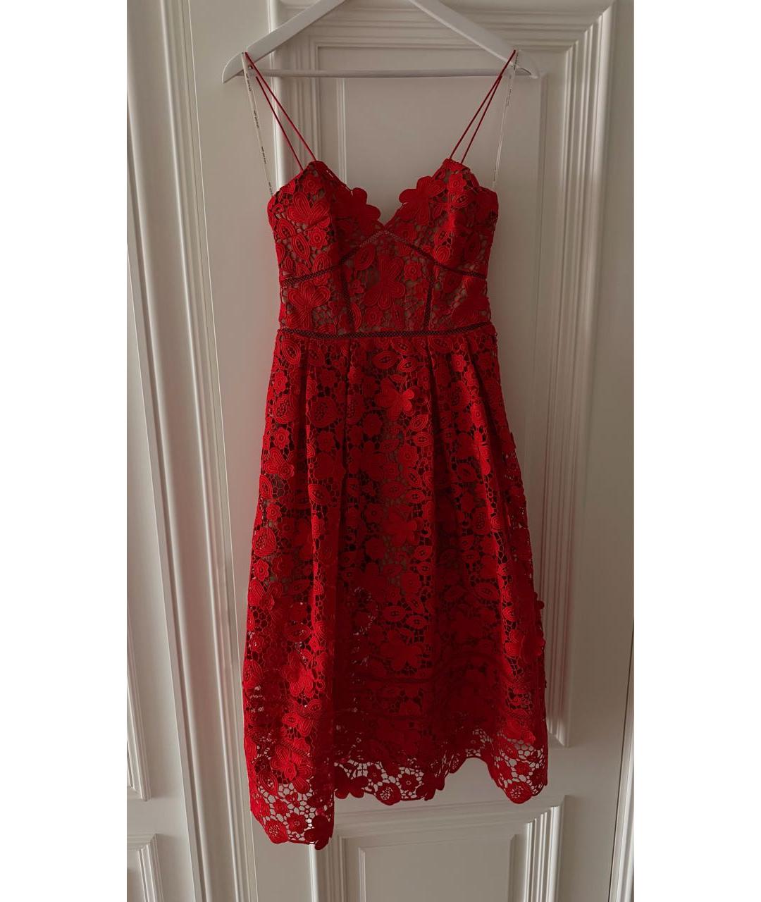 SELF-PORTRAIT Красное вискозное повседневное платье, фото 8