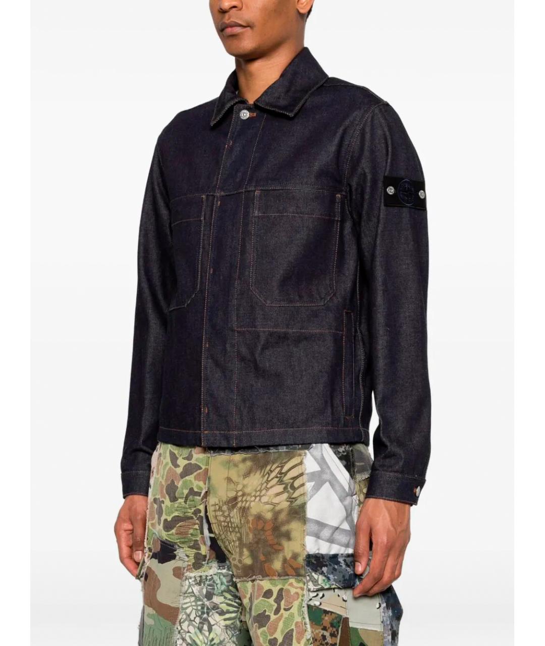 STONE ISLAND Темно-синяя хлопковая куртка, фото 3