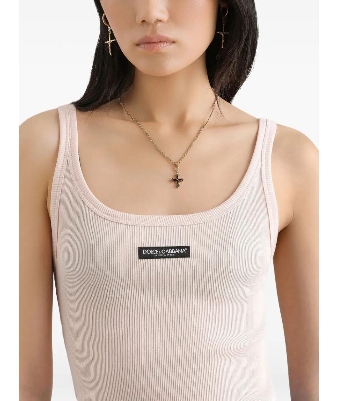 DOLCE&GABBANA Розовая хлопковая майка, фото 5