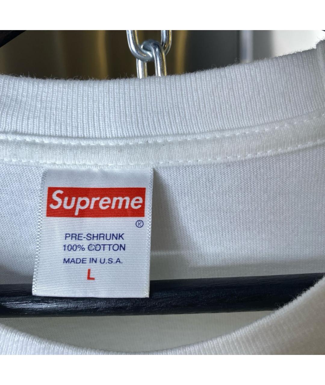 SUPREME Белая хлопковая футболка, фото 6