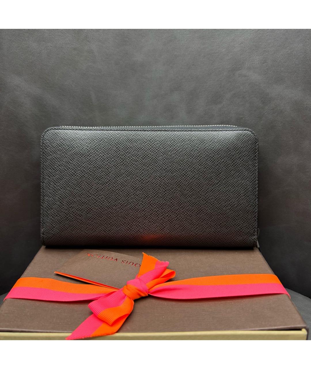 LOUIS VUITTON Черный кожаный кошелек, фото 2