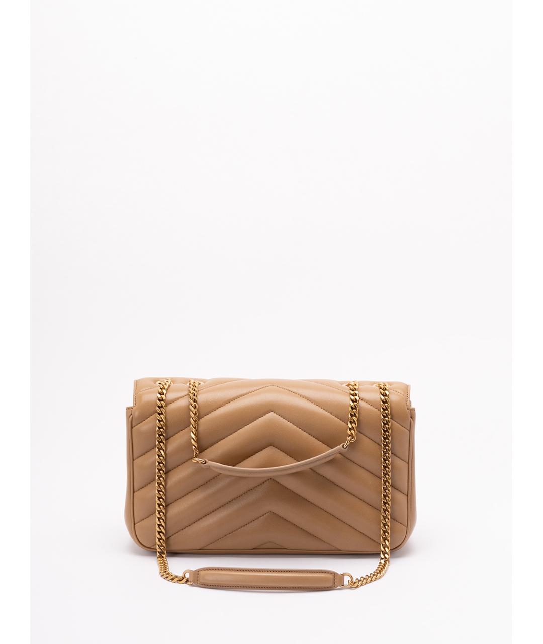 SAINT LAURENT Бежевая кожаная сумка через плечо, фото 2