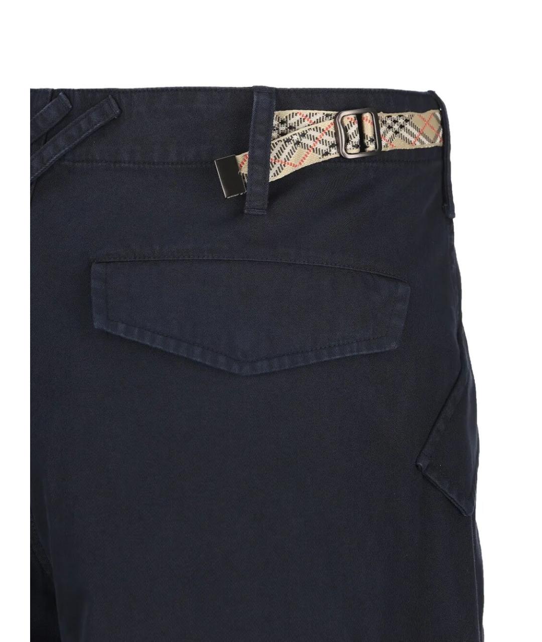 BURBERRY Синие хлопковые повседневные брюки, фото 4